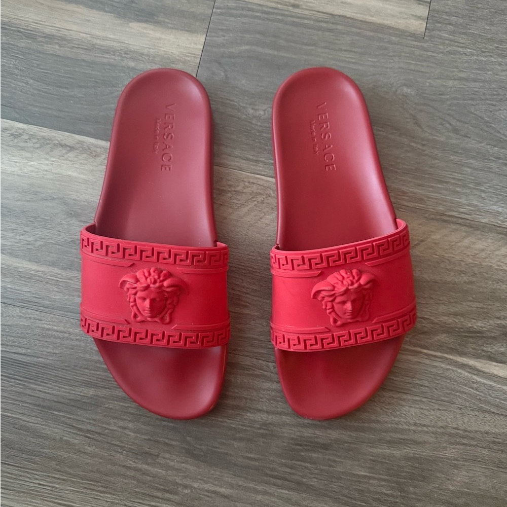 Versace Red Medusa Slide Sandals